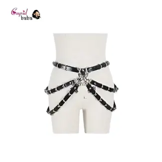 Romantic Body Harness Garter Belt With Metal Chain Waist Leg Cage