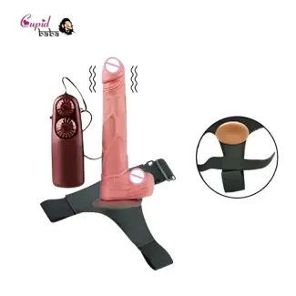 Rotating Head Realistic 8 Inch Dual Motor Dildo With Belt