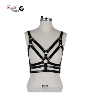 Sexy Chest Harness Leather Bandage Strappy Rave Bra for Women