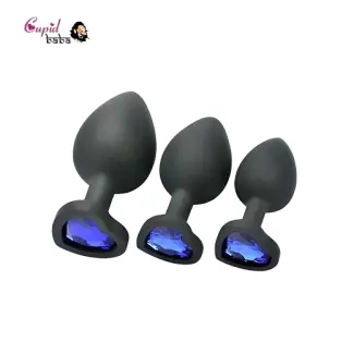 Silicone Anal Plug Training Kit with Heart Shaped Base