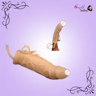 Silicone Condom Penis Sleeve Extender with Vibrator