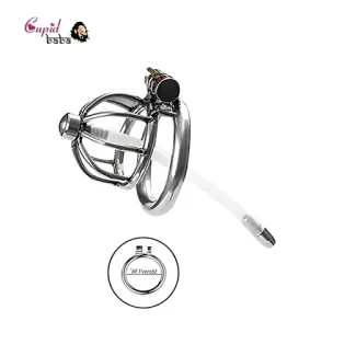 Tomi Stainless Steel Male Chastity Cock Cage With Urethral Tube For Men