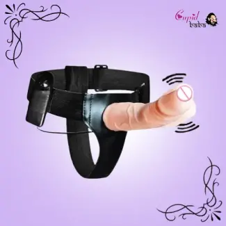 Vibrating Adjustable Hollow Strap-On Harness Flesh Dildo