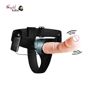 Vibrating Adjustable Hollow Strap-On Harness Flesh Dildo