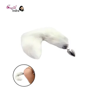 White Fox Tail Butt Plug