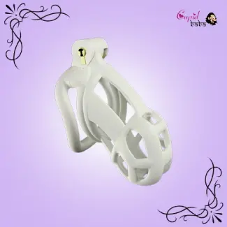 White Male Chastity Device with Adjustable 4 Rings