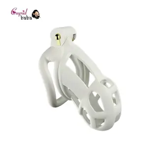 White Male Chastity Device with Adjustable 4 Rings