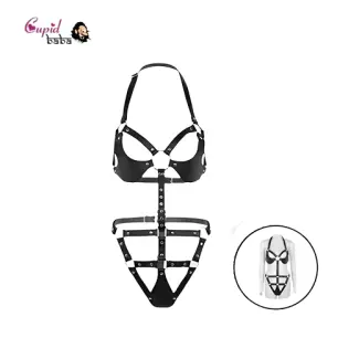 Bondage Women Sexy Black Bodysuit Belt Chastity