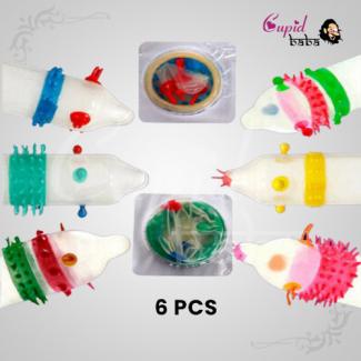 6PCS Ribbed Dotted Spike Condom