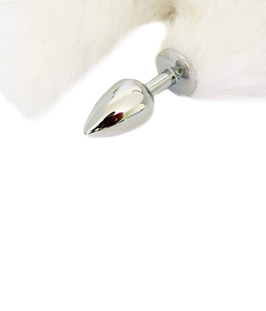 White Fox Tail Butt Plug
