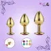 Golden 3 Pcs Luxury Round Shaped Anal Butt Plug