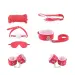 Pink & Black 7 Pcs set BDSM Bondage Kit Handcuffs