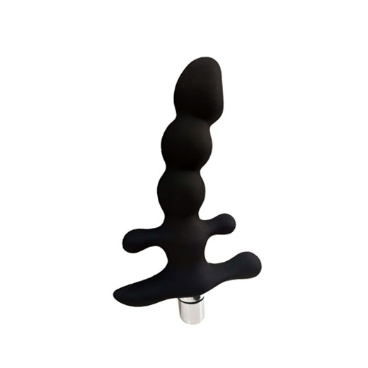 Black Vibrating Silicone Anal Plug