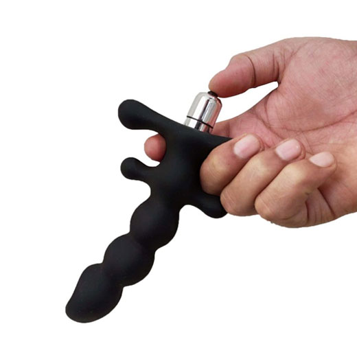 Black Vibrating Silicone Anal Plug