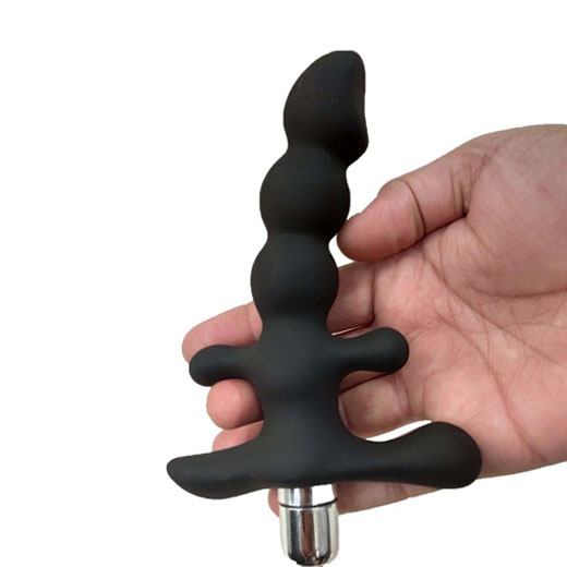 Black Vibrating Silicone Anal Plug